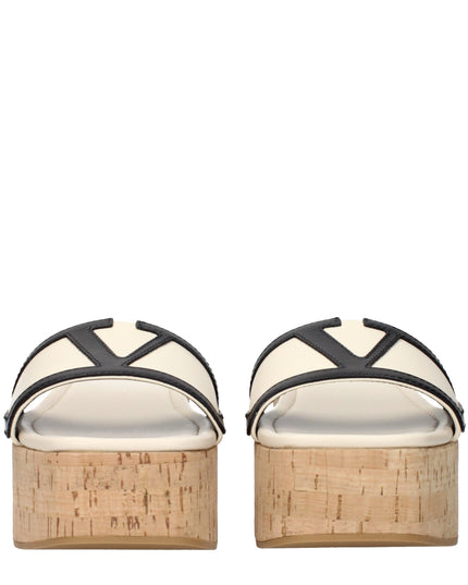 Valentino Garavani Beige Leather Wedge Sandals