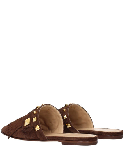 Valentino Garavani Brown Leather Slippers