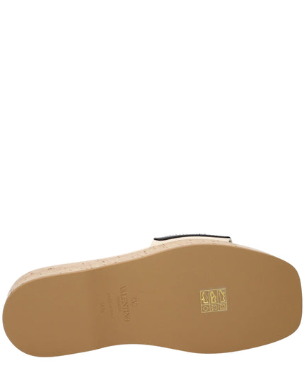Valentino Garavani Beige Leather Wedge Sandals