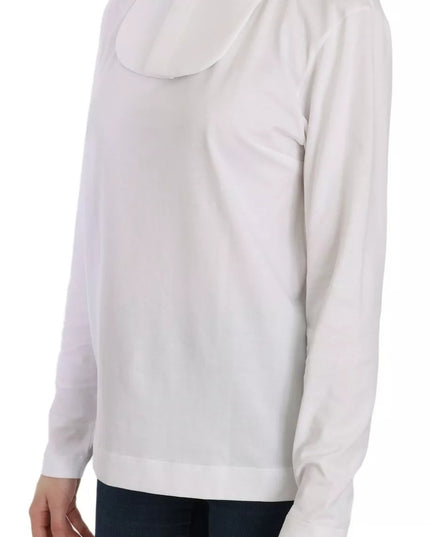 Dolce & Gabbana White Cotton Longsleeve Collared Blouse