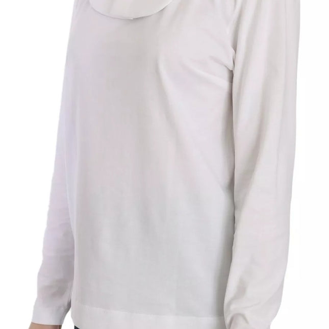 Dolce & Gabbana White Cotton Longsleeve Collared Blouse