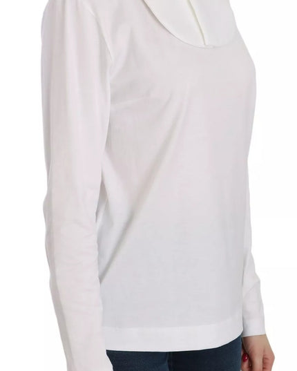 Dolce & Gabbana White Cotton Longsleeve Collared Blouse