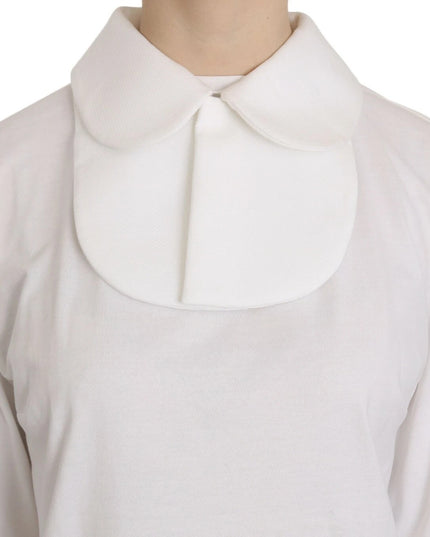 Dolce & Gabbana White Cotton Longsleeve Collared Blouse