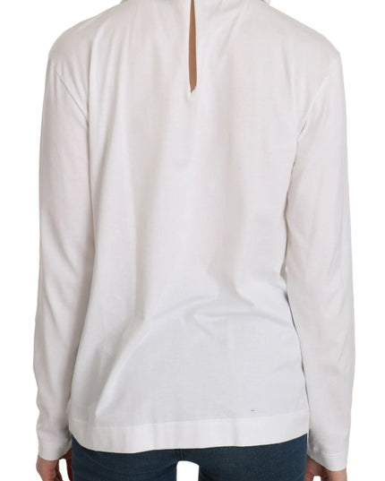Dolce & Gabbana White Cotton Longsleeve Collared Blouse