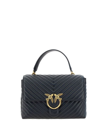 PINKO Black Calf Leather Bos Taurus Handbag