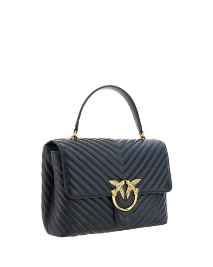 PINKO Black Calf Leather Bos Taurus Handbag