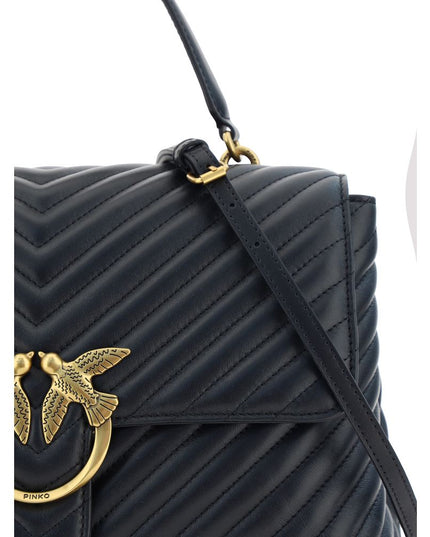 PINKO Black Calf Leather Bos Taurus Handbag