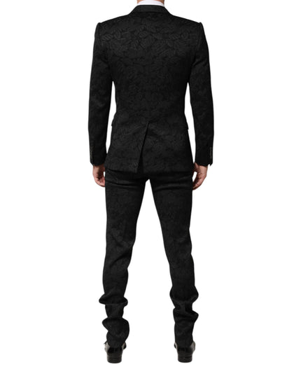 Dolce & Gabbana Black 3 Piece Brocade Jacquard Suit MARTINI