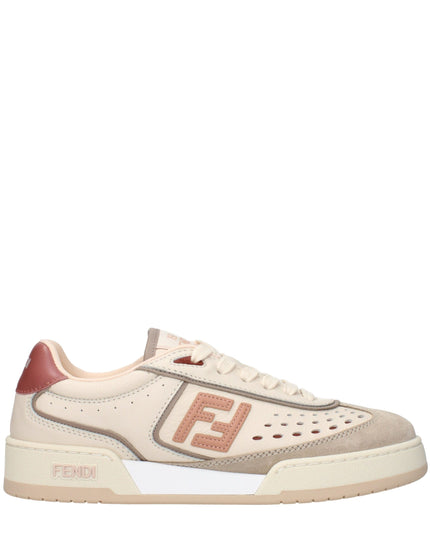 Fendi Beige Leather Low Top Sneakers