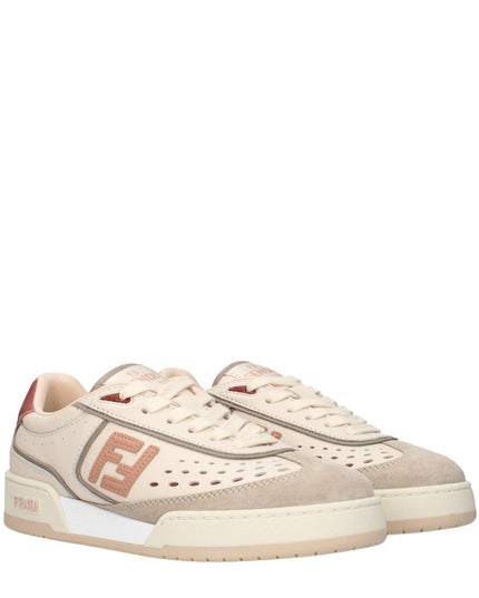 Fendi Beige Leather Low Top Sneakers