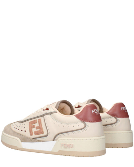 Fendi Beige Leather Low Top Sneakers