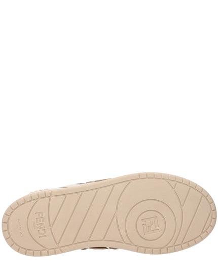 Fendi Beige Leather Low Top Sneakers