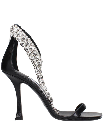 Jimmy Choo Black Leather Stiletto Heel Sandals