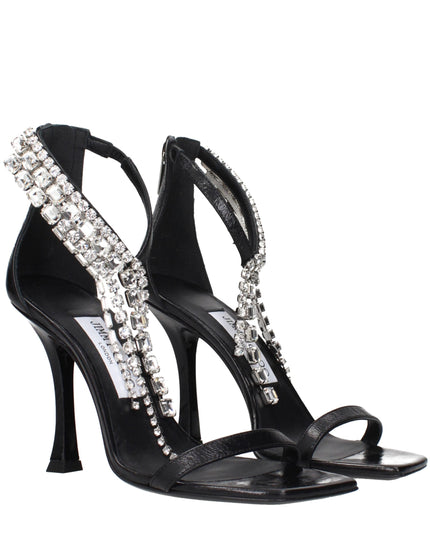 Jimmy Choo Black Leather Stiletto Heel Sandals