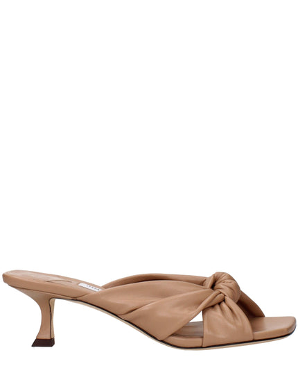 Jimmy Choo Beige Leather Flat Sandals