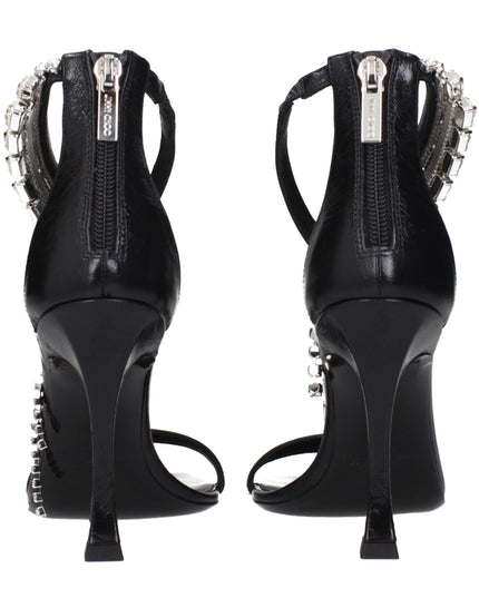Jimmy Choo Black Leather Stiletto Heel Sandals