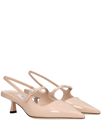 Jimmy Choo Pink Leather Mid Heel Pumps