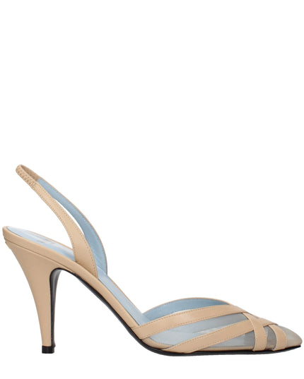 Valentino Garavani Beige Leather Stiletto Heel Sandals
