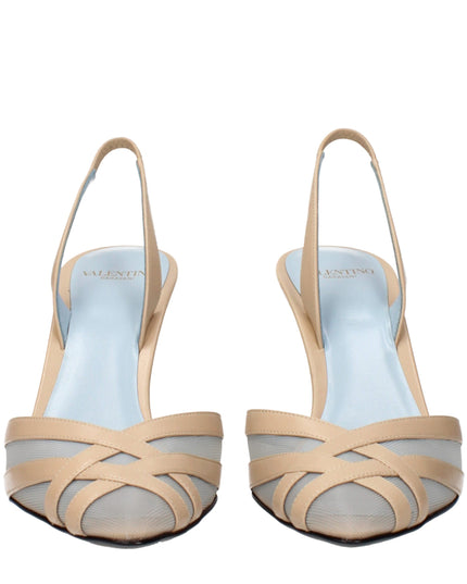 Valentino Garavani Beige Leather Stiletto Heel Sandals