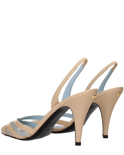 Valentino Garavani Beige Leather Stiletto Heel Sandals