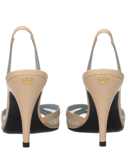 Valentino Garavani Beige Leather Stiletto Heel Sandals