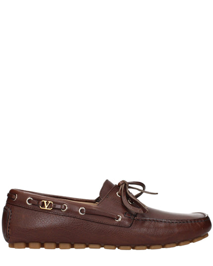 Valentino Garavani Brown Leather Slip-On Loafers
