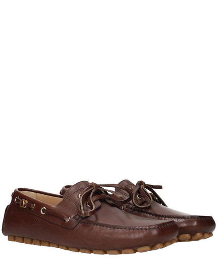 Valentino Garavani Brown Leather Slip-On Loafers