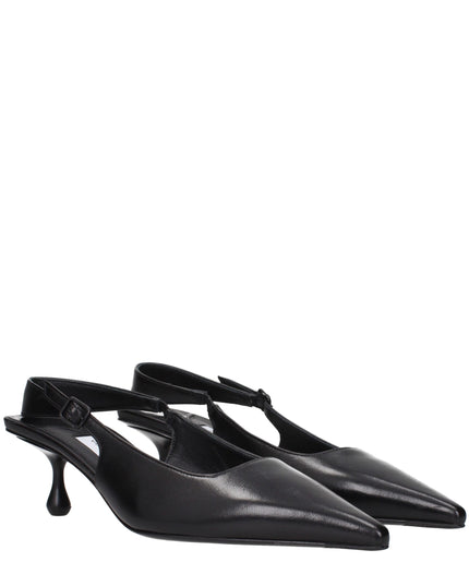 Jimmy Choo Black Leather Flat Sandals