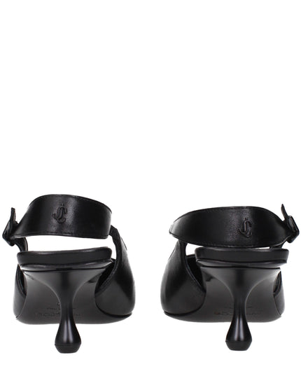 Jimmy Choo Black Leather Flat Sandals