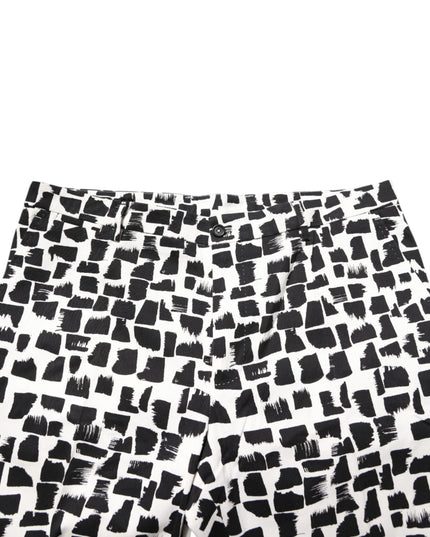 Dolce & Gabbana Black White Abstract Print Cotton Blend Pants