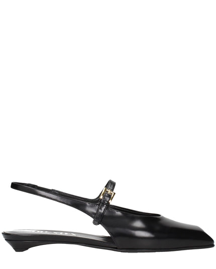 Prada Black Leather Flat Sandals
