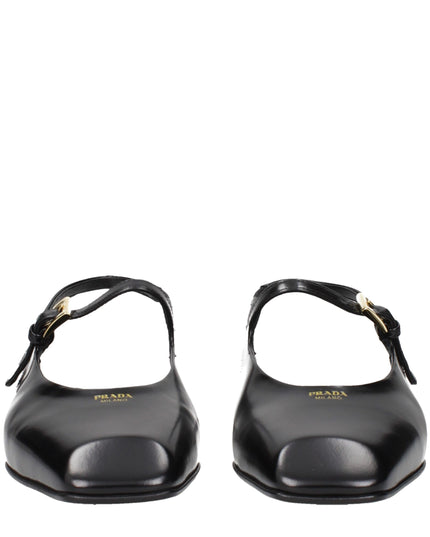 Prada Black Leather Flat Sandals