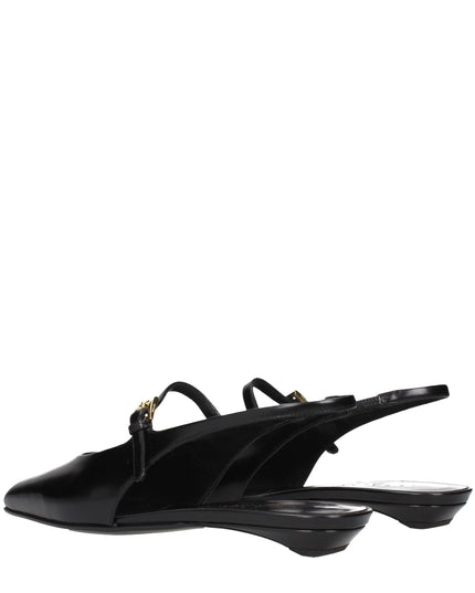 Prada Black Leather Flat Sandals