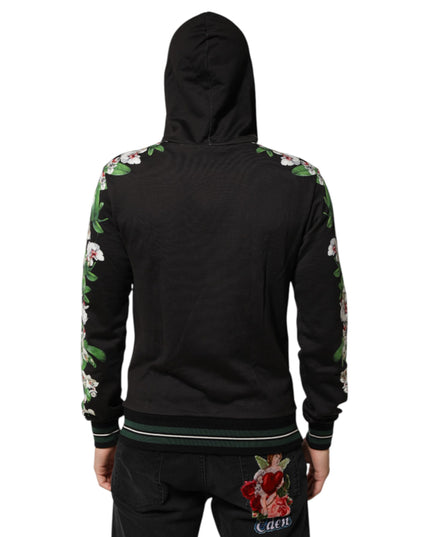 Dolce & Gabbana KING Black Orchid Floral Crown Logo Hoodie Sweater