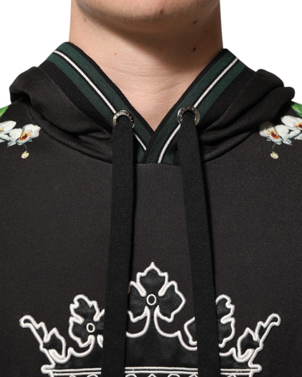 Dolce & Gabbana KING Black Orchid Floral Crown Logo Hoodie Sweater
