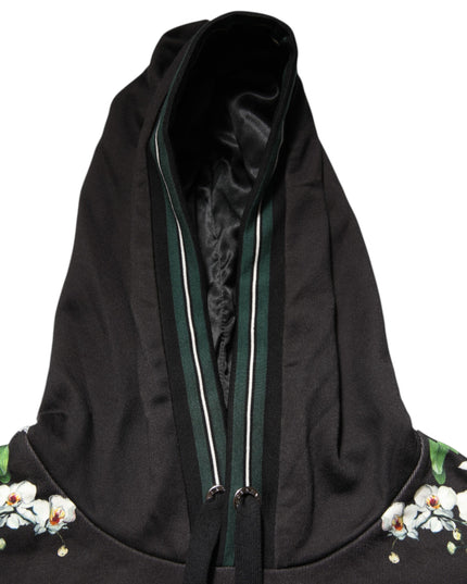 Dolce & Gabbana KING Black Orchid Floral Crown Logo Hoodie Sweater