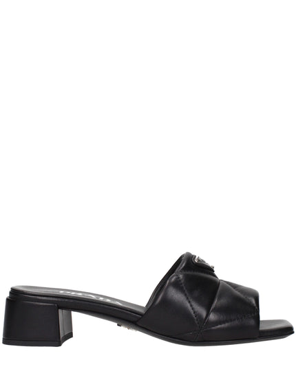 Prada Black Leather Flat Sandals