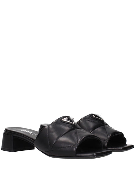 Prada Black Leather Flat Sandals