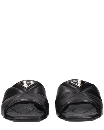Prada Black Leather Flat Sandals