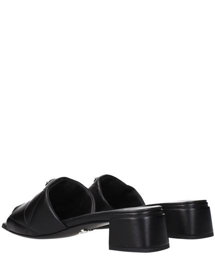 Prada Black Leather Flat Sandals