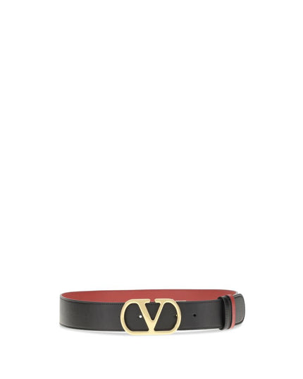 Valentino Garavani Black Calf Leather Bos Taurus Regular Belt