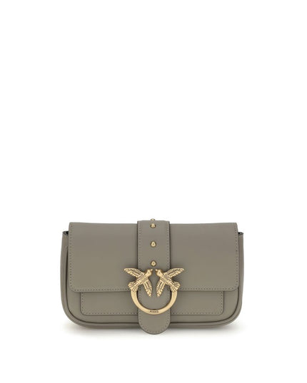 PINKO Gray Calf Leather Bos Taurus Shoulder Bag