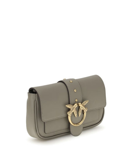 PINKO Gray Calf Leather Bos Taurus Shoulder Bag