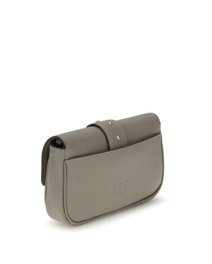 PINKO Gray Calf Leather Bos Taurus Shoulder Bag