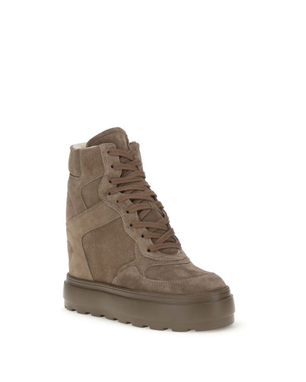 Casadei Beige Calf Leather Bos Taurus Sneakers