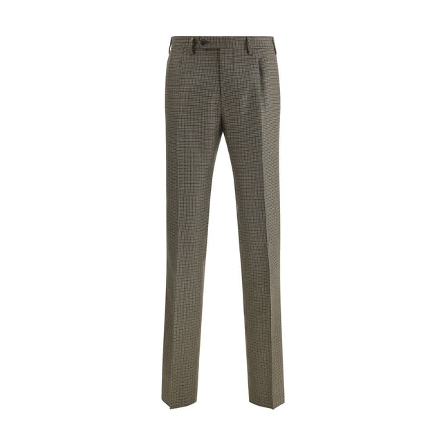 Germano Brown Fleece Wool Casual Pants