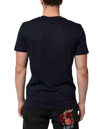 Dolce & Gabbana Dark Blue Cotton DG Logo Print Men’s Top T-shirt
