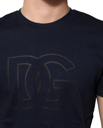 Dolce & Gabbana Dark Blue Cotton DG Logo Print Men’s Top T-shirt