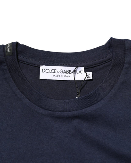 Dolce & Gabbana Dark Blue Cotton DG Logo Print Men’s Top T-shirt