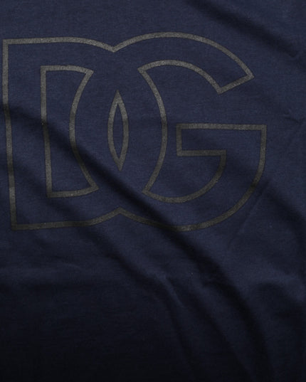 Dolce & Gabbana Dark Blue Cotton DG Logo Print Men’s Top T-shirt